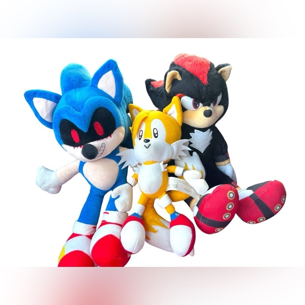 Sonic the Hedgehog Plush Toy Set - Blue, Yellow, Black Lot of 3